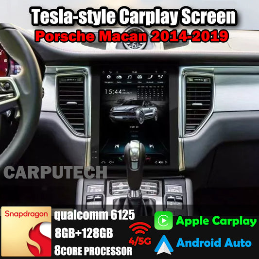 Autoradio 10,4" Qualcomm pour Porsche Macan 2014-2019, mise à niveau Carplay, écran de style Tesla, Android Auto, navigation GPS, lecteur multimédia