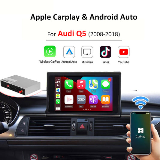 Wireless CarPlay for Audi Q5 2008-2019, with Android Auto Interface AirPlay Mirror Link Car Play Functions