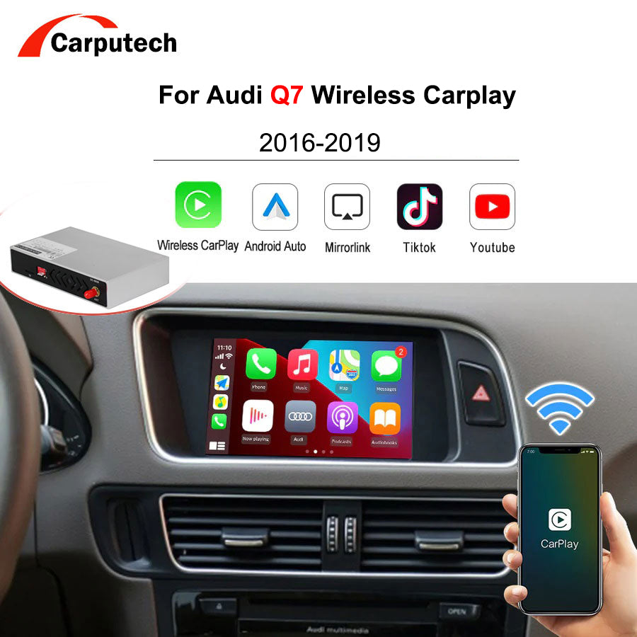 Décodeur CarPlay sans fil Interface Android Auto pour Audi Q7 2016-2019 avec fonctions AirPlay Mirror Link Car Play 
