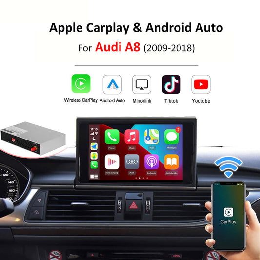 Wireless CarPlay Android Auto Interface for Audi A8/S8 2009-2018, with AirPlay Mirror Link Car Play Functions