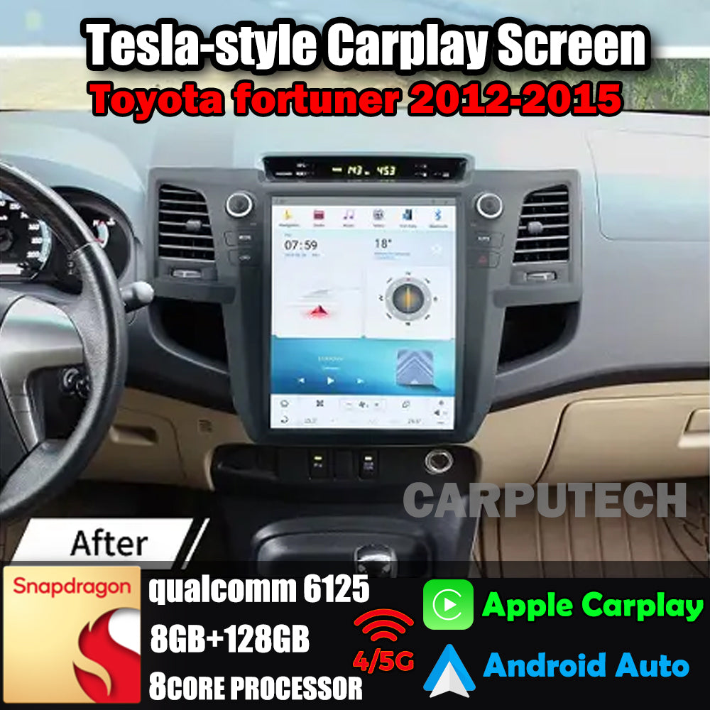 12.1" pour Toyota fortuner 2012-2015 autoradio stéréo Carplay mise à niveau écran de style Tesla Android Auto GPS Navigation lecteur multimédia
