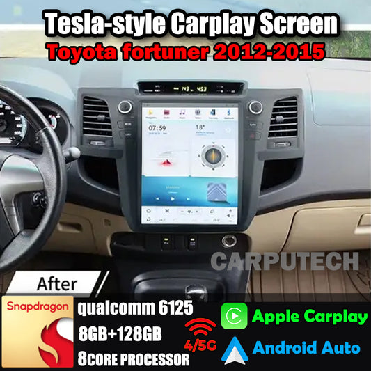 12.1" pour Toyota fortuner 2012-2015 autoradio stéréo Carplay mise à niveau écran de style Tesla Android Auto GPS Navigation lecteur multimédia