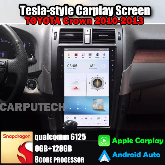 Autoradio 13,6" pour TOYOTA Crown 2010-2013, mise à niveau Carplay, écran de style Tesla, Android Auto, navigation GPS, lecteur multimédia