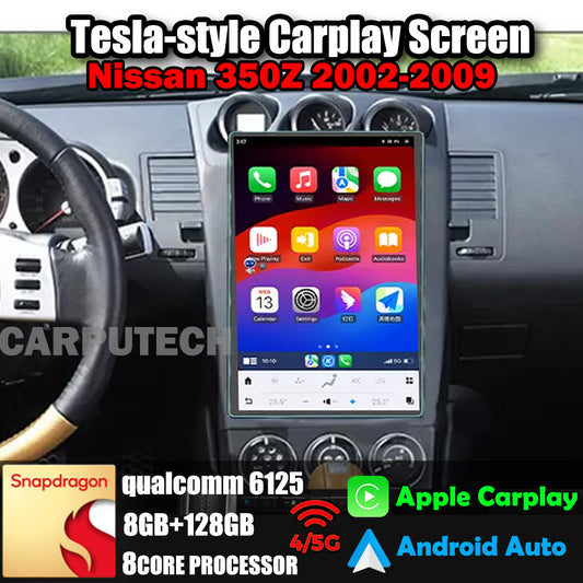 Autoradio 14,5" Qualcomm pour Nissan 350Z 2002-2009, stéréo, Carplay, mise à niveau, écran de style Tesla, Android Auto, navigation GPS, lecteur multimédia 
