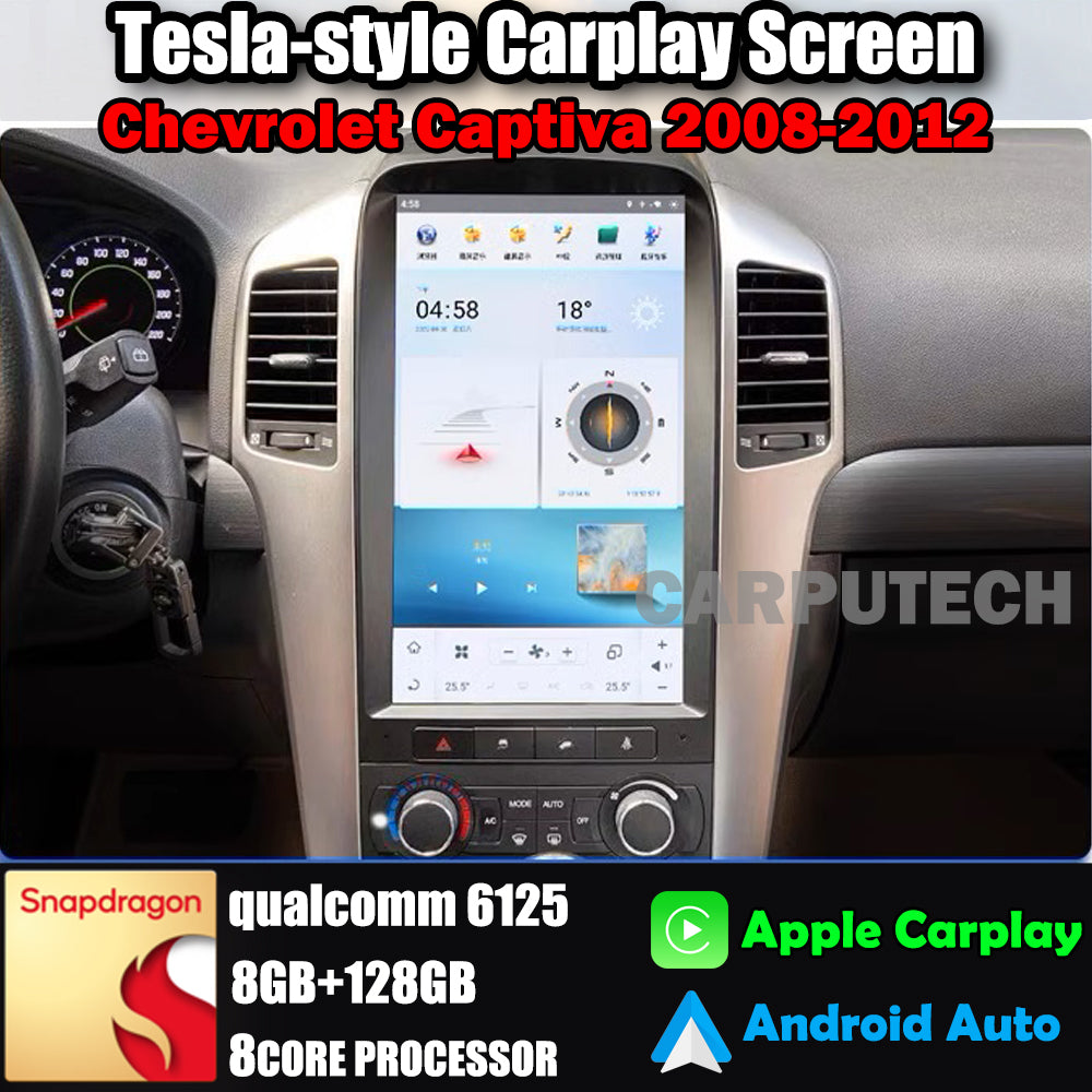 13,6 Zoll Qualcomm Autoradio-Stereoanlage für Chevrolet Captiva 2008–2012, Carplay-Upgrade im Tesla-Stil, Android Auto, GPS-Navigation, Multimedia-Player