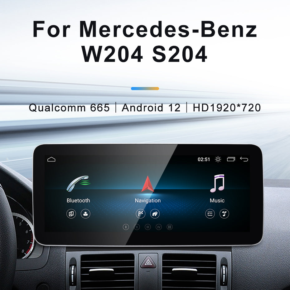 For Mercedes Benz C Class W204 S204 | Wireless CarPlay & Android Auto | 12.3 Inch Touch Screen Snapdragon665 Android13 Car GPS Stereo Multimedia Car Radio Headunit
