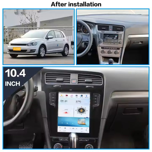 Autoradio 10,4" pour Volkswagen VW Golf 2013-2019, unité centrale stéréo Carplay, mise à niveau, écran de style Tesla, Android Auto, navigation GPS, lecteur multimédia