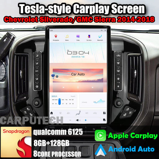 14.4" Qualcomm For Chevrolet Silverado/ GMC Sierra 2014-2018 Car Radio Stereo Carplay Upgrade Tesla Style Screen Android Auto GPS Navigation Multimedia Player