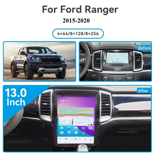 13" For Ford Ranger/ Everest 2015-2021 Car Radio Headunit Stereo Carplay Upgrade Tesla Style Screen Android Auto GPS Navigation Multimedia Player