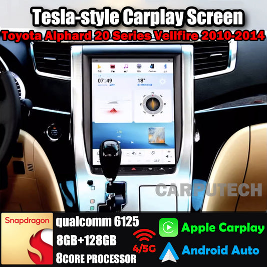 Autoradio 12,1" pour Toyota Alphard 20 Series/Vellfire 2010-2014, stéréo, Carplay, mise à niveau, écran de style Tesla, Android Auto, navigation GPS, lecteur multimédia