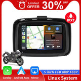 5 inch Motorcycle Wireless Apple Carplay Android Auto Portable Navigation GPS Screen IPX7 Motorcycle Waterproof Display Carputech