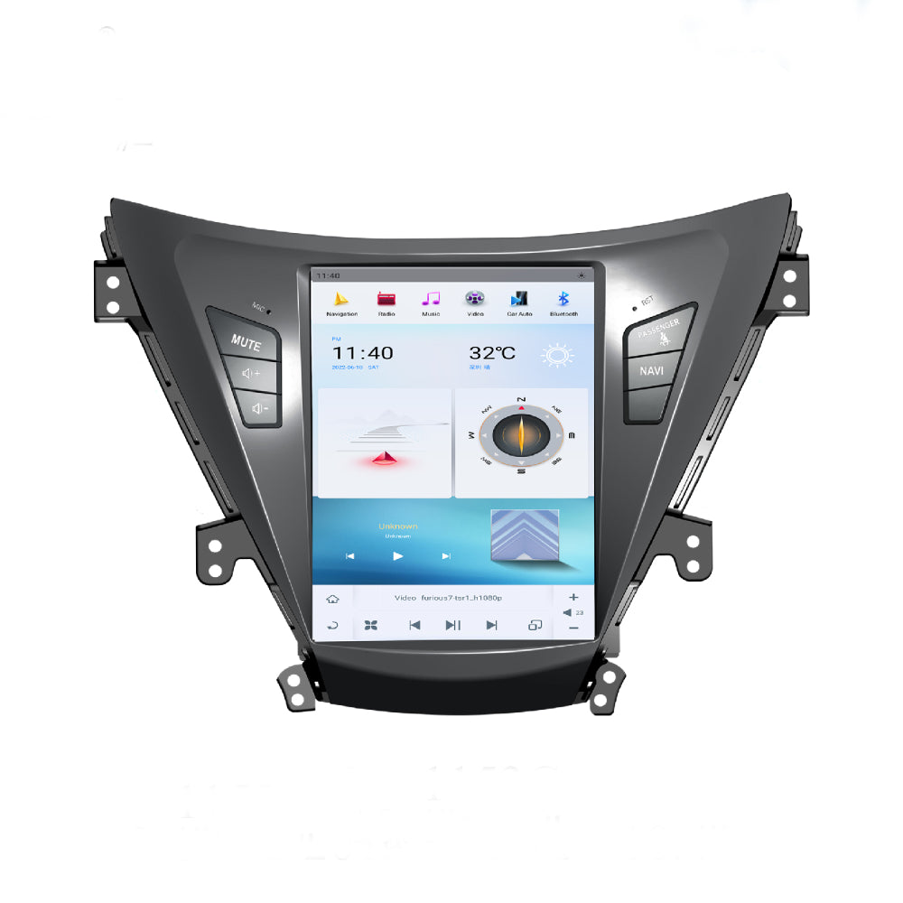 10.4" For Hyundai Elantra 2011-2013 Car Radio Headunit Stereo Carplay Upgrade Tesla Style Screen Android Auto GPS Navigation Multimedia Player