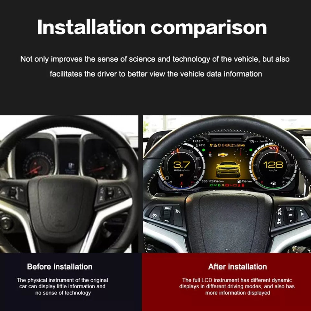 12.3" LCD Digital Dashboard Cluster For Chevrolet Camaro 2010-2015 Car Panel Speedometer Virtual Cockpit