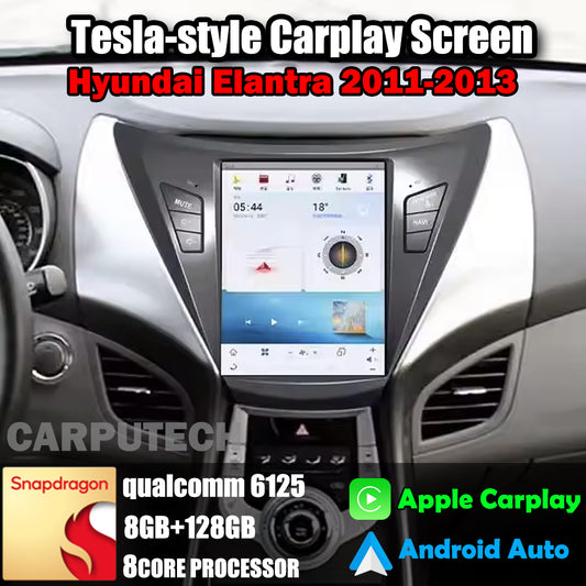 10.4" For Hyundai Elantra 2011-2013 Car Radio Headunit Stereo Carplay Upgrade Tesla Style Screen Android Auto GPS Navigation Multimedia Player