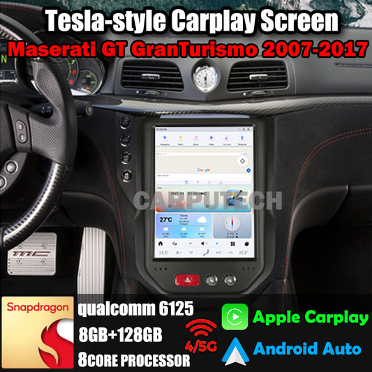 Autoradio 10,5" Qualcomm pour Maserati GT GranTurismo 2007-2017, stéréo, Carplay, mise à niveau, écran de style Tesla, Android Auto, navigation GPS, lecteur multimédia