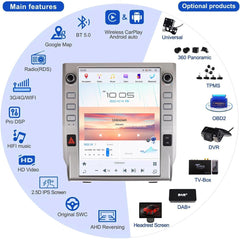 Autoradio 12,1" Qualcomm pour Toyota Tundra 2014-2019, stéréo, Carplay, mise à niveau, écran de style Tesla, Android Auto, navigation GPS, lecteur multimédia