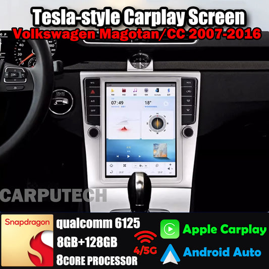 Autoradio 10,4" pour Volkswagen Magotan/CC 2007-2016, stéréo, Carplay, mise à niveau, écran de style Tesla, Android Auto, navigation GPS, lecteur multimédia