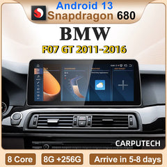 Autoradio Carputech 12.3 Système Android pour BMW Série 5 F07 GT 2011-2016 Écran tactile IPS 1920 * 720 WIFI SIM Carplay GPS Navi Unité principale