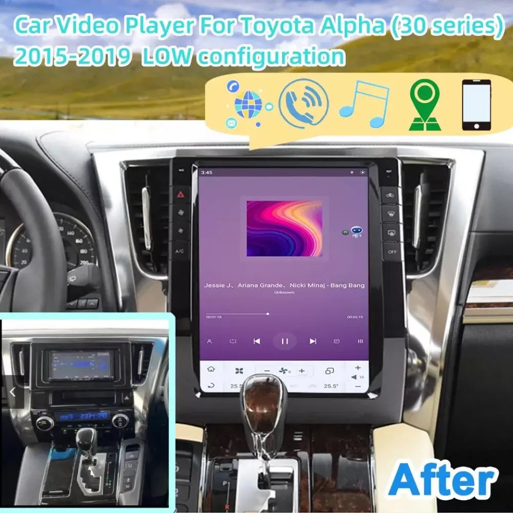 13" For Toyota Alphard 30 Series Vellfire 2015-2019 Car Radio Stereo Carplay Upgrade Tesla Style Screen Android Auto GPS Navigation Multimedia Player Carputech