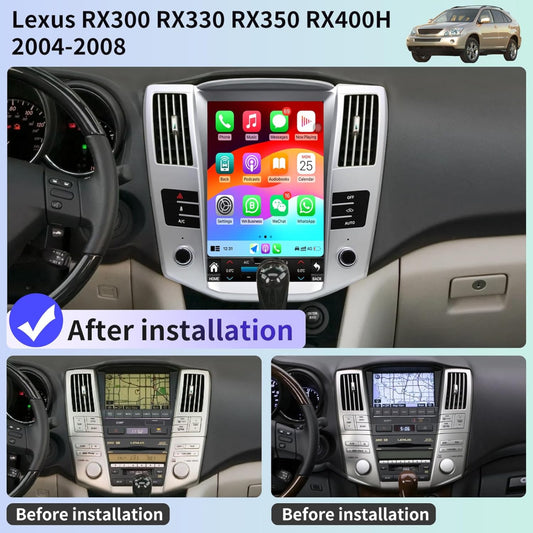 12.1" Qualcomm For Lexus RX RX300 RX330 RX350 RX400H 2004-2008 Car Radio Stereo Carplay Upgrade Tesla Style Screen Android Auto GPS Navigation Multimedia Player