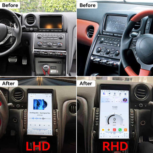 Autoradio 14,4" Qualcomm pour Nissan GTR 2008-2020, stéréo, Carplay, mise à niveau, écran de style Tesla, Android Auto, navigation GPS, lecteur multimédia 