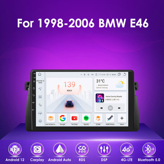 Carputech 1998-2006 BMW E46 Android 12 Wireless Apple CarPlay & Android Auto Car Radio with 8GB RAM