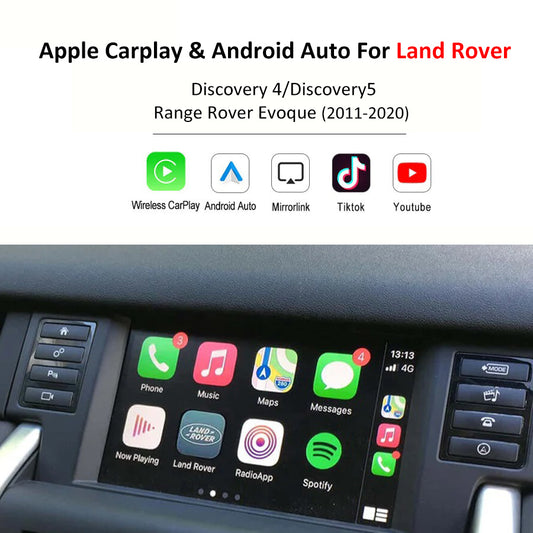 Wireless CarPlay for Jaguar/Land Rover Discovery 4/Discovery5 Range Rover Evoque (2011-2020), with Android Auto Interface AirPlay Mirror Link Car Play Functions