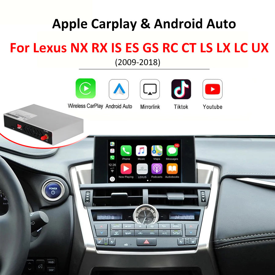 CarPlay sans fil pour Lexus NX RX IS ES GS RC CT LS LX LC UX 2013-2022, avec interface Android Auto AirPlay Mirror Link Fonctions Car Play 