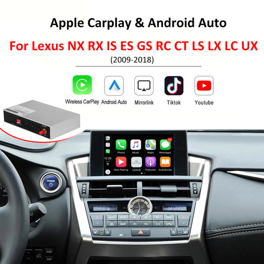 Wireless CarPlay for Lexus NX RX IS ES GS RC CT LS LX LC UX 2013-2022, with Android Auto Interface AirPlay Mirror Link Car Play Functions
