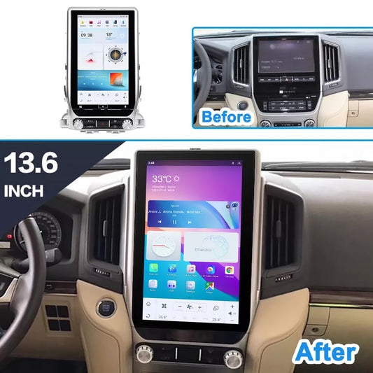 Autoradio 13,6" Qualcomm pour Toyota Land Cruiser 2016-2020, stéréo, Carplay, mise à niveau, écran de style Tesla, Android Auto, navigation GPS, lecteur multimédia