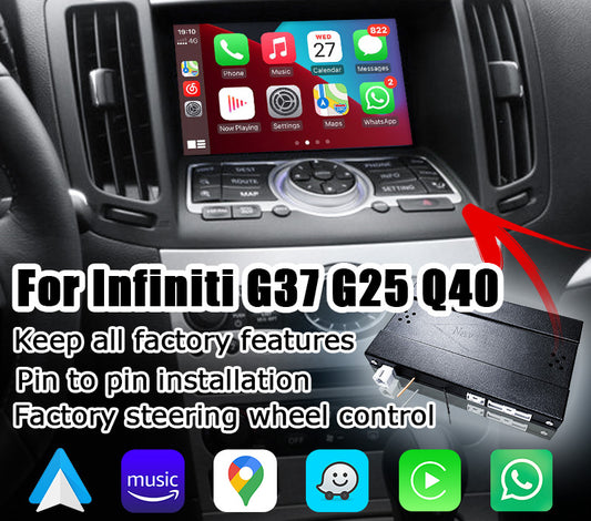 Wireless Carplay Android Auto Interface Box for Infiniti G37 G25 G35 Q40 Q60 Compatible Nissan 370GT Skyline IT08 08IT