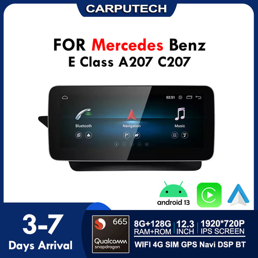 For Mercedes Benz E Coupe Class A207 C207 | Snapdragon665 12.3 inch Wireless CarPlay AUTO Android13 Car GPS Stereo Multimedia Car Radio