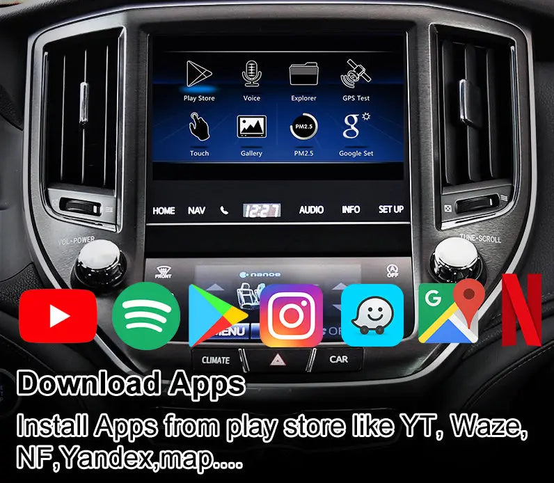 Carputech Wireless Apple Carplay / Android Video interface Module for Toyota Crown 2013-2021 AWS210 215 204 with YT, NF,Google play LX570 GX460 Carputech