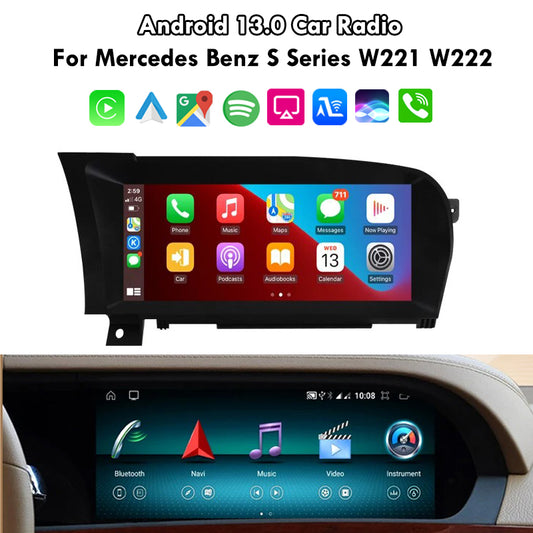 8+128GB Android13.0 Car Radio For Mercedes-Benz S W221 W222 2005-2013 Car Auto Stereo GPS Navigation Multimedia Player Head Unit