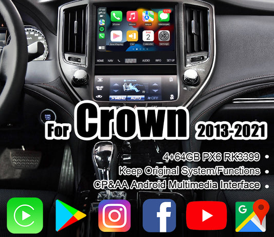 Carputech Wireless Apple Carplay / Android Video interface Module for Toyota Crown 2013-2021 AWS210 215 204 with YT, NF,Google play LX570 GX460