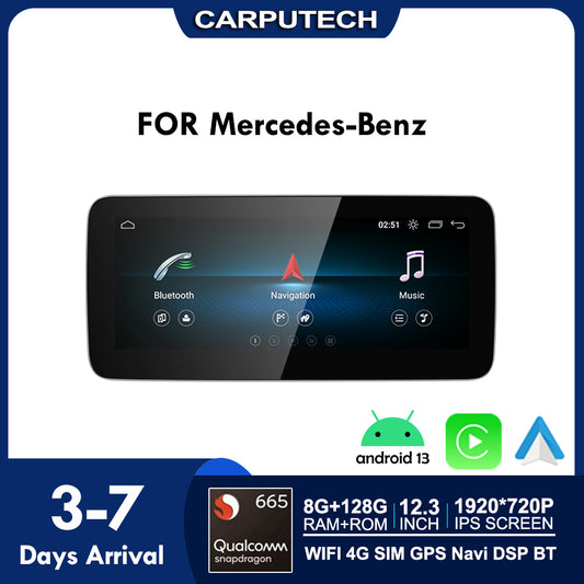 12.3 inch Wireless CarPlay For Mercedes Benz | Snapdragon665 Android13 Car GPS Stereo Multimedia Car Radio headunit