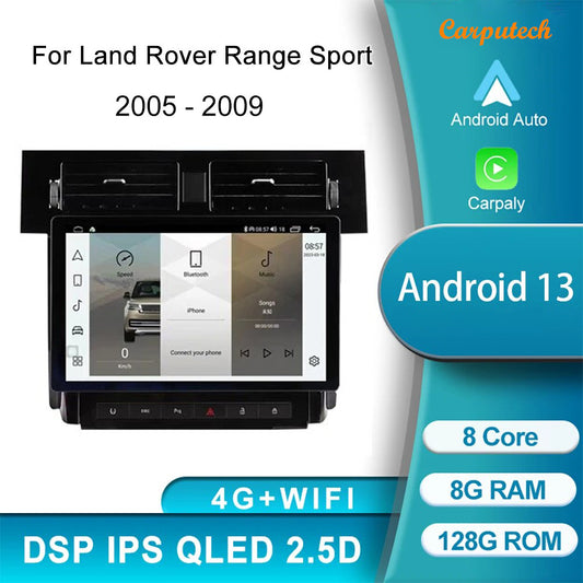 13.3 Inch Vertical Screen CARPLAY ANDROID 13.0 AUTORADIO Car Multimedia Player for Range Rover Sport 2005-2009 Radio Stereo Head Unit For Land Rover