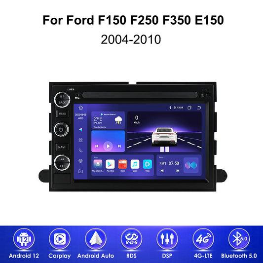 For Ford F150 F250 F350 E150 2004-2010 Car Radio Headunit Android 12 with Wireless Apple CarPlay & Android Auto